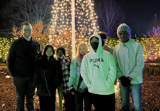 Youth Futures students in the Glowing Grove at the Atlanta Botanical Garden.