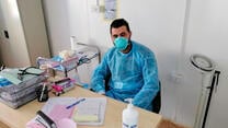 Dr. Hazem at the IRC's clinic. Our health clinics in Jordan, including in Azraq and Za'atari refugee camps, remain open in spite of a national lockdown.