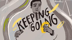 Illustration by Jocie Juritz about mental health crisis on the Greek islands
