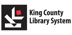 logo of King County Library System including the colors white, black, and red