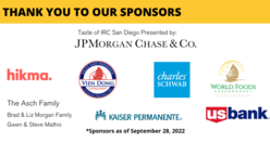 A list of Brand Logos of the TASTE Sponsors, Sponsors include JPMorgan Chase & Co, Hikma Pharmaceuticals ,Kaiser Permanente & More.  Sponsor list as of Sept 28 