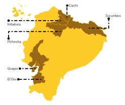 A map of the Ecuador Response