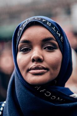 The first model wearing a Hijab and refugee activist
