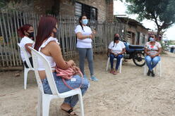 Omaira promoting the prevention and response to gender-based violence in her community in Cucuta, near the border with Venezuela.