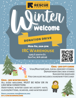 Flier of Winter Welcome Coat and Gift Card Drive 2023