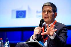 David Miliband speaking at 2024 European Humanitarian Forum