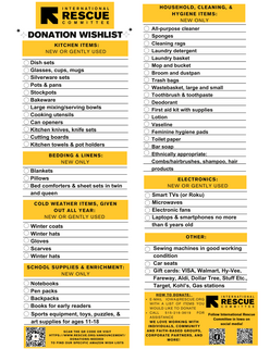 Donation wishlist items for Des Moines