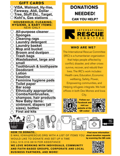 Donation wishlist items for Iowa City