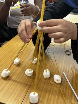 spaghetti tower created by one of the groups