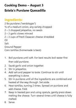 Estela's Purslane Quesadilla Recipe