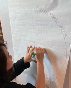 A student completing a value and goal setting exercise.