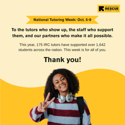 National Tutoring Week graphic thanking volunteers for their support
