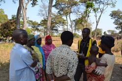 IRC child protection officer Fred Stanlery holds a training session for foster parents in Nyarugusu.