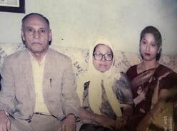 An old photograph of Razia Sultana and her mum and dad