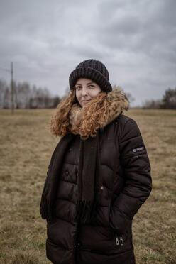 Anastasia, a Ukrainian refugee, at Medyka border crossing point in Poland.