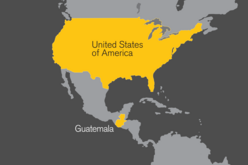 Map showing the United States and Guatemala