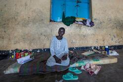 Ayom Aduit, 35, lives in a classroom in an abandoned school in South Sudan’s capital, Juba