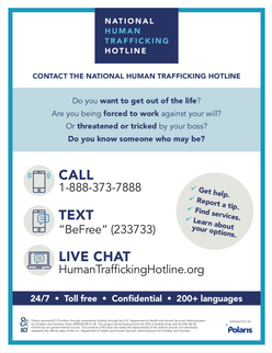 National Trafficking Hotline reporting tips.