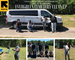 IRC Richmond Youth Mentoring Program members help to restore historic African American Evergreen Cemetery.