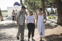 Liam Cunningham, Maisie Williams & Lena Headey visiting IRC programs at Diavata refugee site in northern Greece.