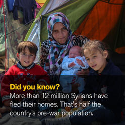 Did you know? More than 12 million Syrians have fled their homes. That's half the country’s pre-war population.