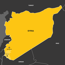 Map showing Dara'a in Syria