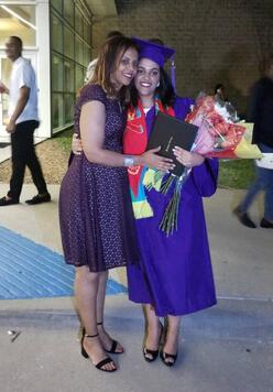 Edom and her mother at the Richland Collegiate High School graduation