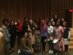 Clemantine Wamariya poses with refugee youth.