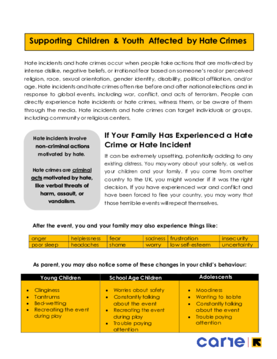 Supporting Youth Affected by Hate Crime Guidance | The IRC