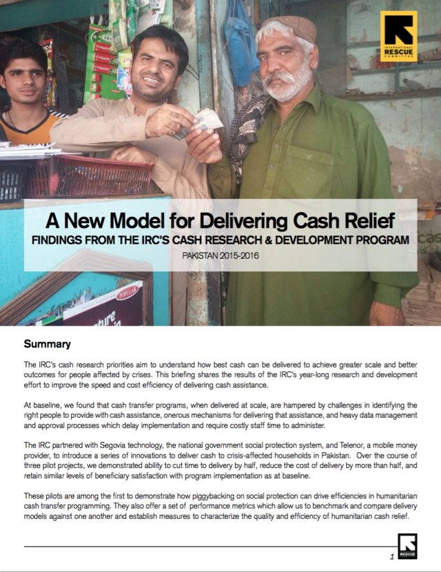 a new model for delivering cash relief international rescue cash model