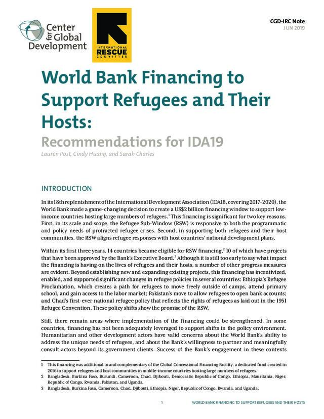World Bank Financing To Support Refugees And Their Hosts