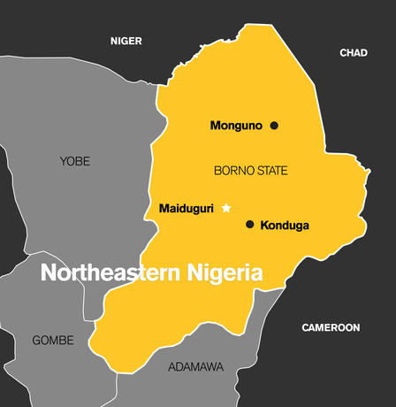 Map of Borno State, northeastern Nigeria