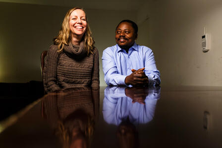 Volunteer mentor Susie Lawrence and Congolese refugee Kazingufu Rananzani Susie Lawrence and Kazingufu Rananzani