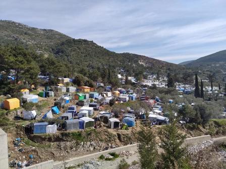 An overcrowded reception center in Greece