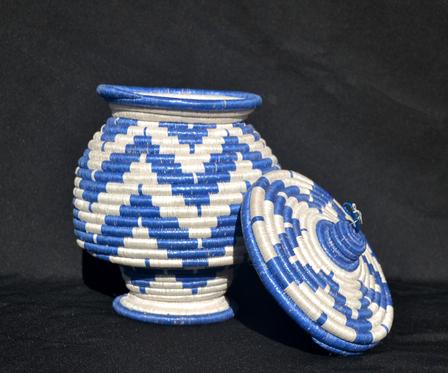 Woven basket created by Eugenie, a participant in the International Rescue Committee in Salt Lake City's small business program Woven basket created by Eugenie, a participant in the International Rescue Committee in Salt Lake City's small business program