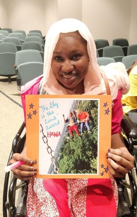 Hawa received her "The Sky is the Limit" Award at the 2018 Ready, Set, College! summer camp. Hawa received her "The Sky is the Limit" Award at the 2018 Ready, Set, College! summer camp.