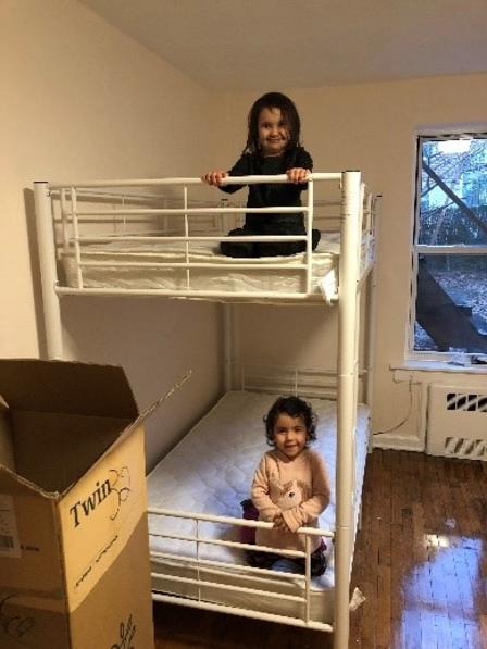 Testing the new bed two children testing their bunk beds