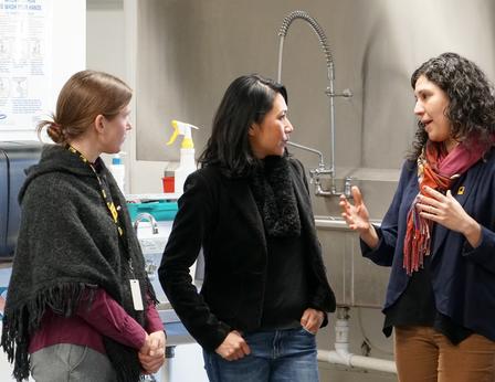 Rep. Stephanie Murphy (FL), center, discusses Spice Kitchen Incubator and the work of the IRC in Salt Lake City with staff. Rep. Stephanie Murphy (FL) speaks with Natalie El-Deiry.