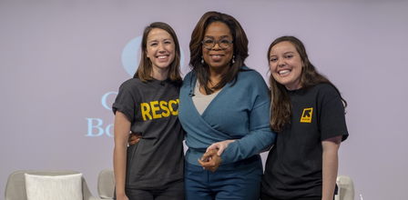 Camille André, who spoke with Oprah Winfrey about the IRC's work aiding asylum-seeking families on the US-Mexico border, with Oprah and IRC colleague Hope Arcuri in Phoenix, Ariz. in Feb. 2020. Camille André, who spoke with Oprah Winfrey about the IRC's work aiding asylum-seeking families on the US-Mexico border, with Oprah and IRC colleague Hope Arcuri in Phoenix, Ariz. in Feb. 2020.