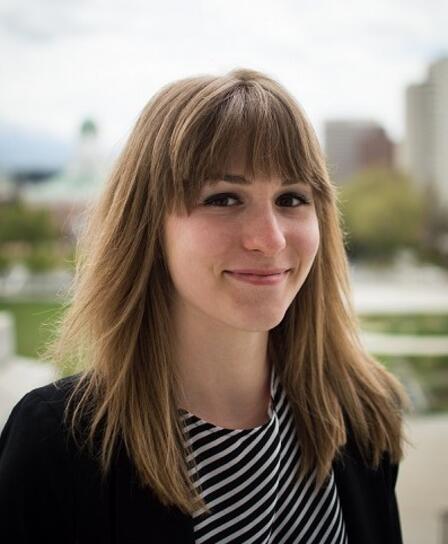 Olivia Whiteley met with Senator Lee's office to advocate for refugees. Staff from the International Rescue Committee outside of Senator Lee's office.