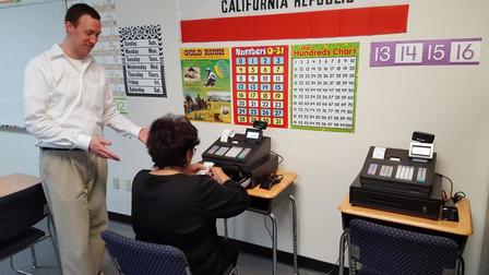 Cashier training at the IRC in Turlock, 2016