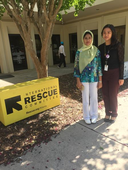 Ambiya with IRC staff member, Stephanie Clemente Ambiya with IRC staff member, Stephanie Clemente