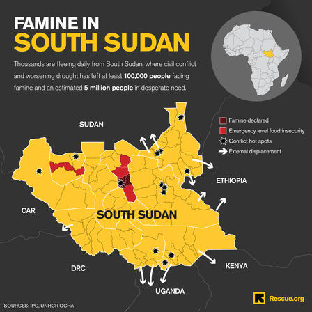 South Sudan famine map March 2017 South Sudan famine map March 2017