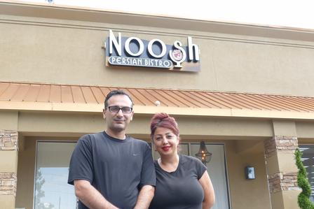 Majid and Maryam outside Noosh Kitchen Majid and Maryam outside Noosh Kitchen