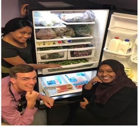 Can you help Lebura, Jacob and Amal keep this fridge stocked for our clients? Can you help Lebura, Jacob and Amal keep this fridge stocked for our clients?