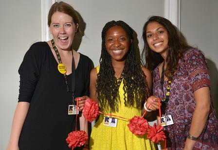 Summer 2017 interns celebrate at IRC's Back-to-School event for clients and their children.