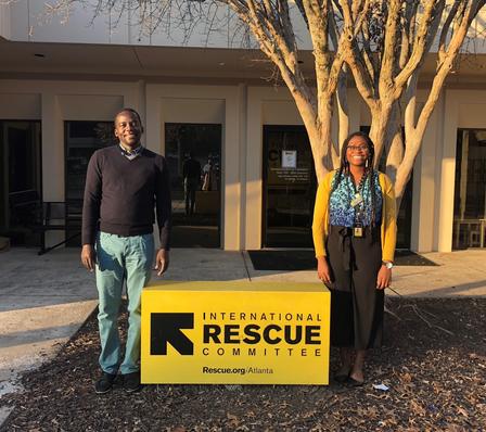Ibrahim with his Immigration Caseworker, Oreva Aki. Ibrahim with his Immigration Caseworker, Oreva Aki.