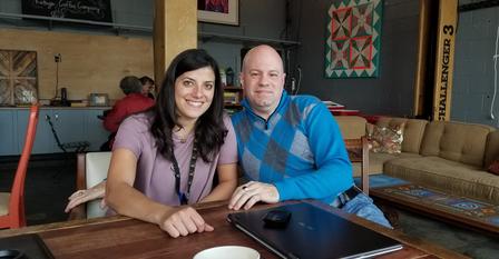 IRC Logistics Manager, Steffani Meier, catches up with Marc Sanders of SMP Properties at Refuge Coffee Co. IRC Logistics Manager, Steffani Meier, catches up with Marc Sanders of SMP Properties at Refuge Coffee Co.