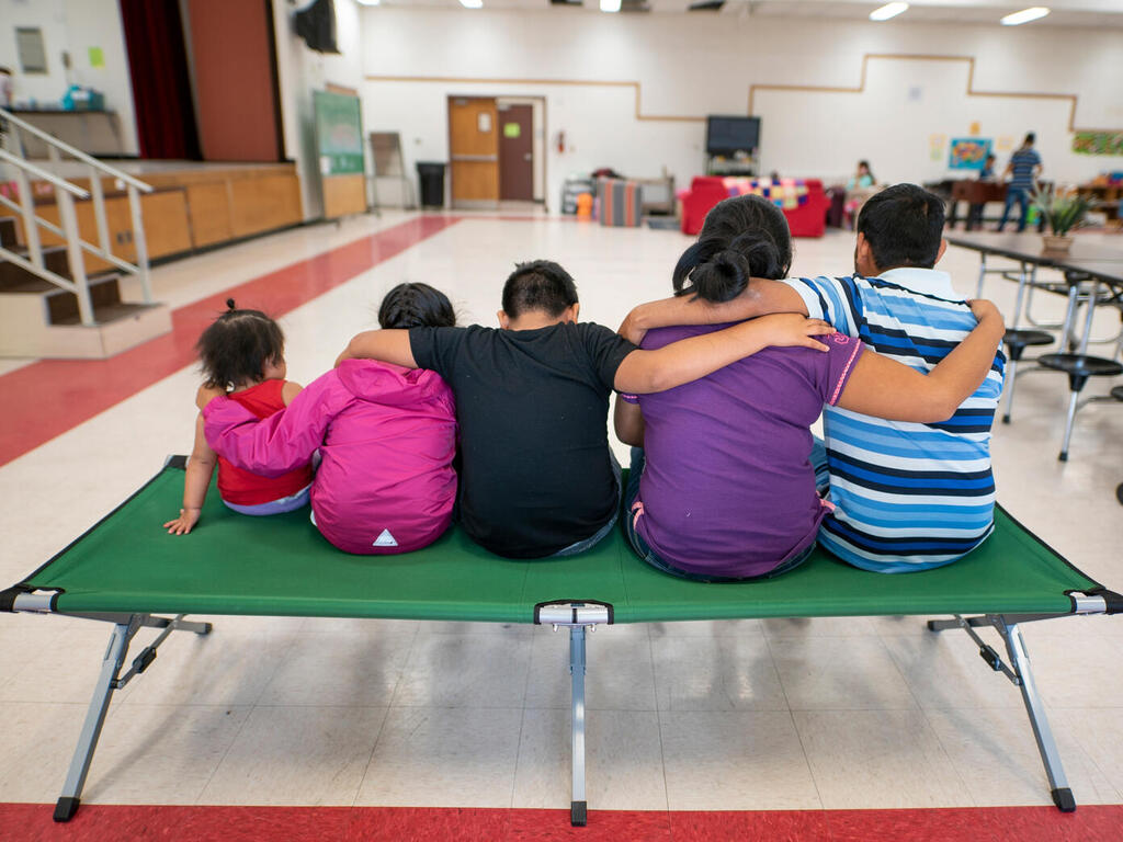 A family sits together