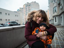 Danylo, 1, was born in December 2021, just before the war. His mother Pronina sometimes brings him to art therapy at the IRC's Women Protection and Empowerment facility.